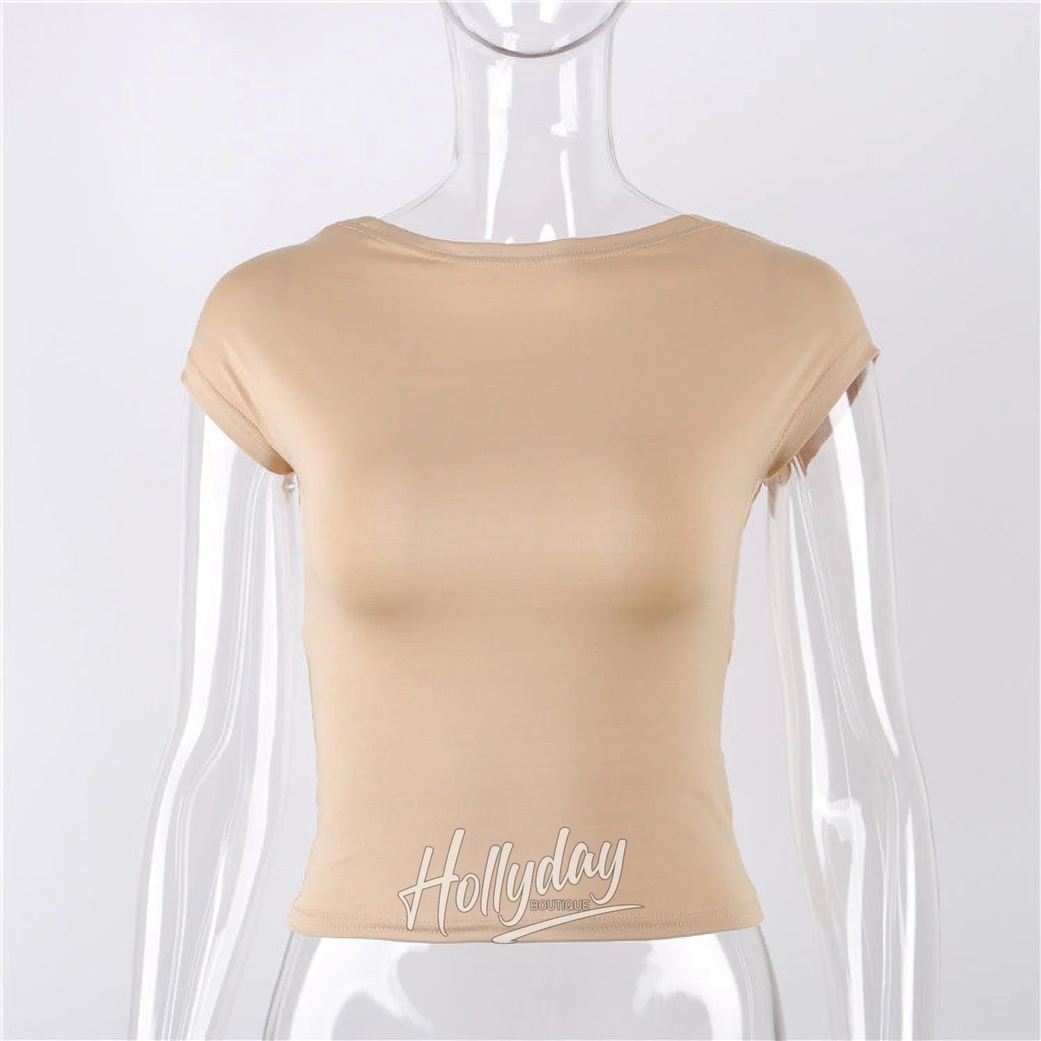 LaPose Fashion - Basic Backless T-Shirt Top - Backless Tops, Clothing, Crop Tops, Short Sleeve Tops, Tops