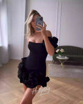 Ariana Ruffle Mini Dress Black / S