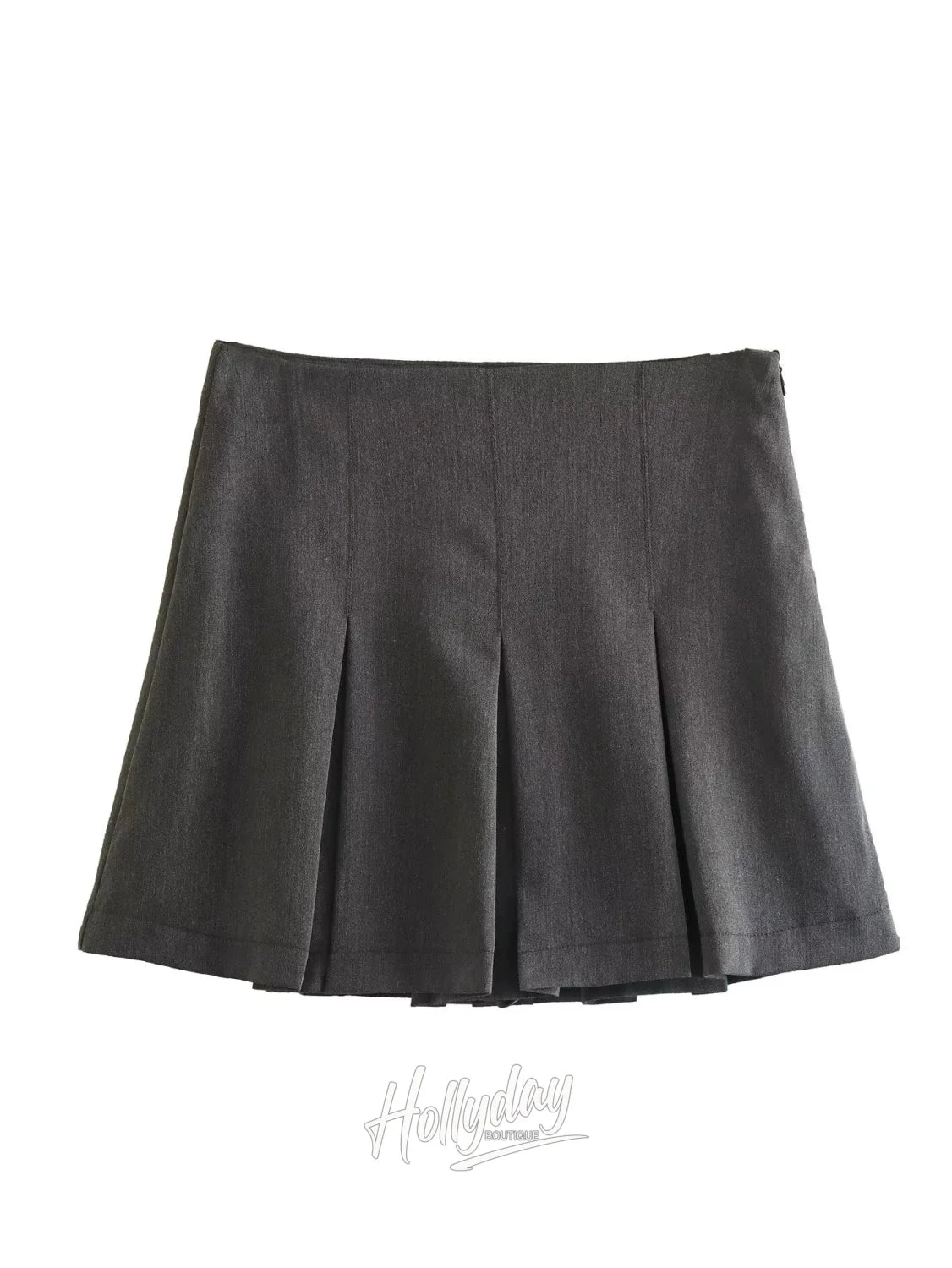 Ava Grey Pleated Mini Skirt