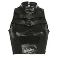 Britta Cyberpunk Leather Motorcycle Vest Black / S