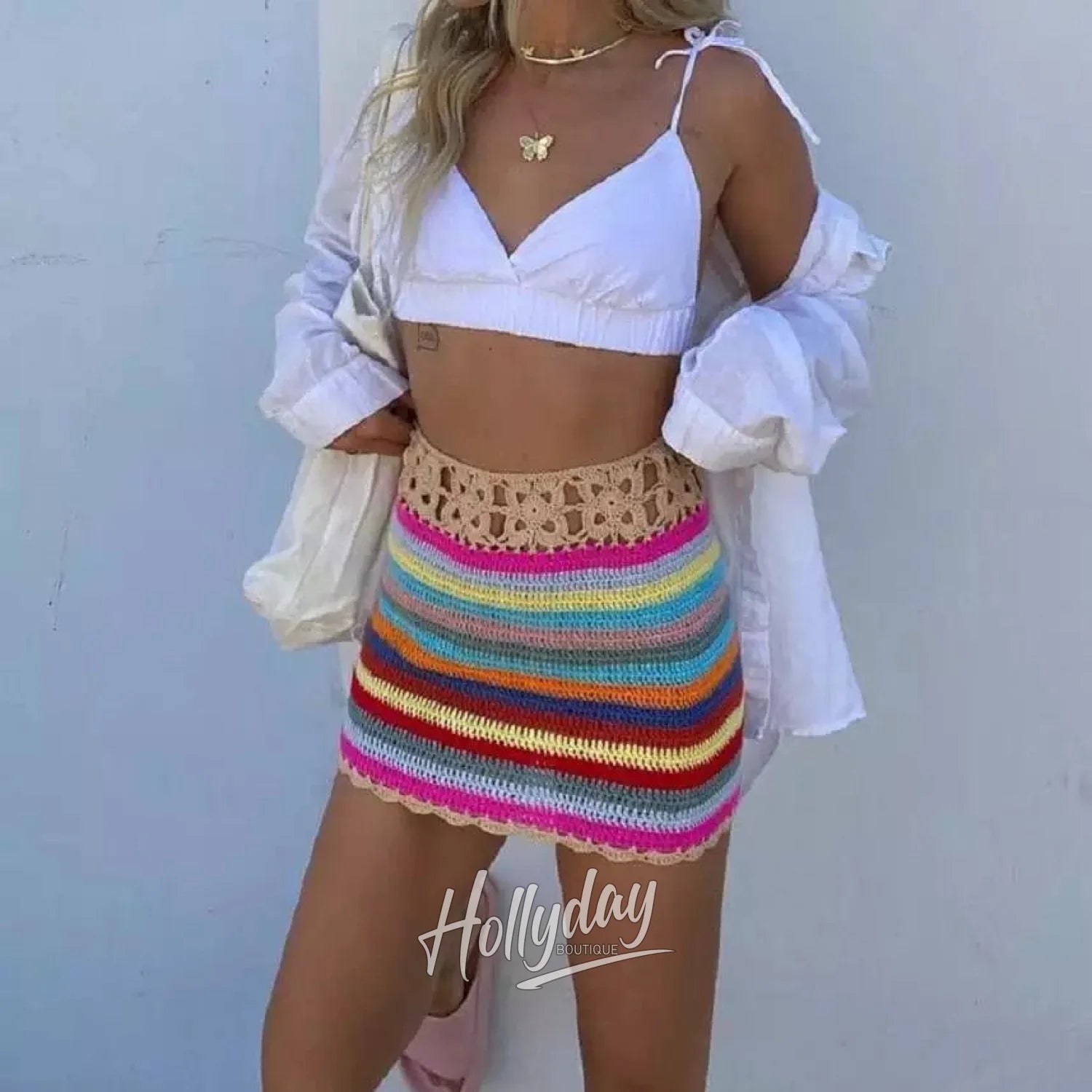 LaPose Fashion - Emily Knitted Skirt - Beach Clothes, Bottoms, Clothing, Crochet Skirts, Knitted Skirts, Mini Skirts, Short Skirts, Skirts,