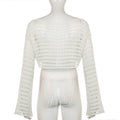 LaPose Fashion - Yvonne Crop Knit Sweater - Clothing, Crochet Tops, Knitted Tops, Long Sleeve Tops, Sweater, Tops