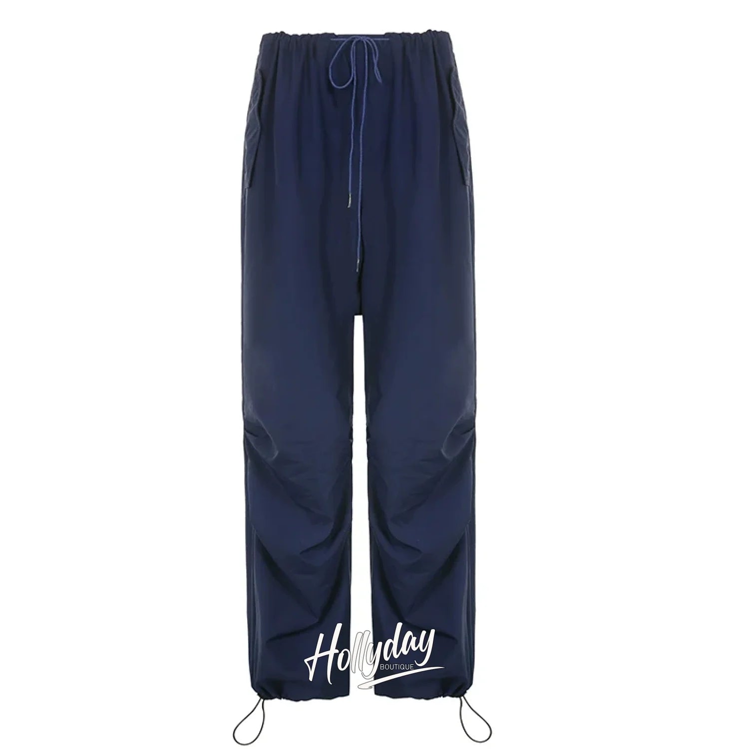 Chisom Retro Drawstring Two-Piece Set Navy Blue Pants / S