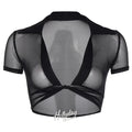 Cleo Mesh See-Through Twist Top Black / S