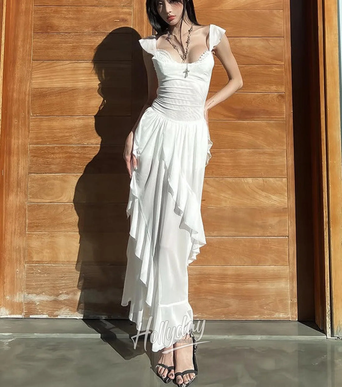 Elize Ruffle Maxi Dress Hollyday Boutique