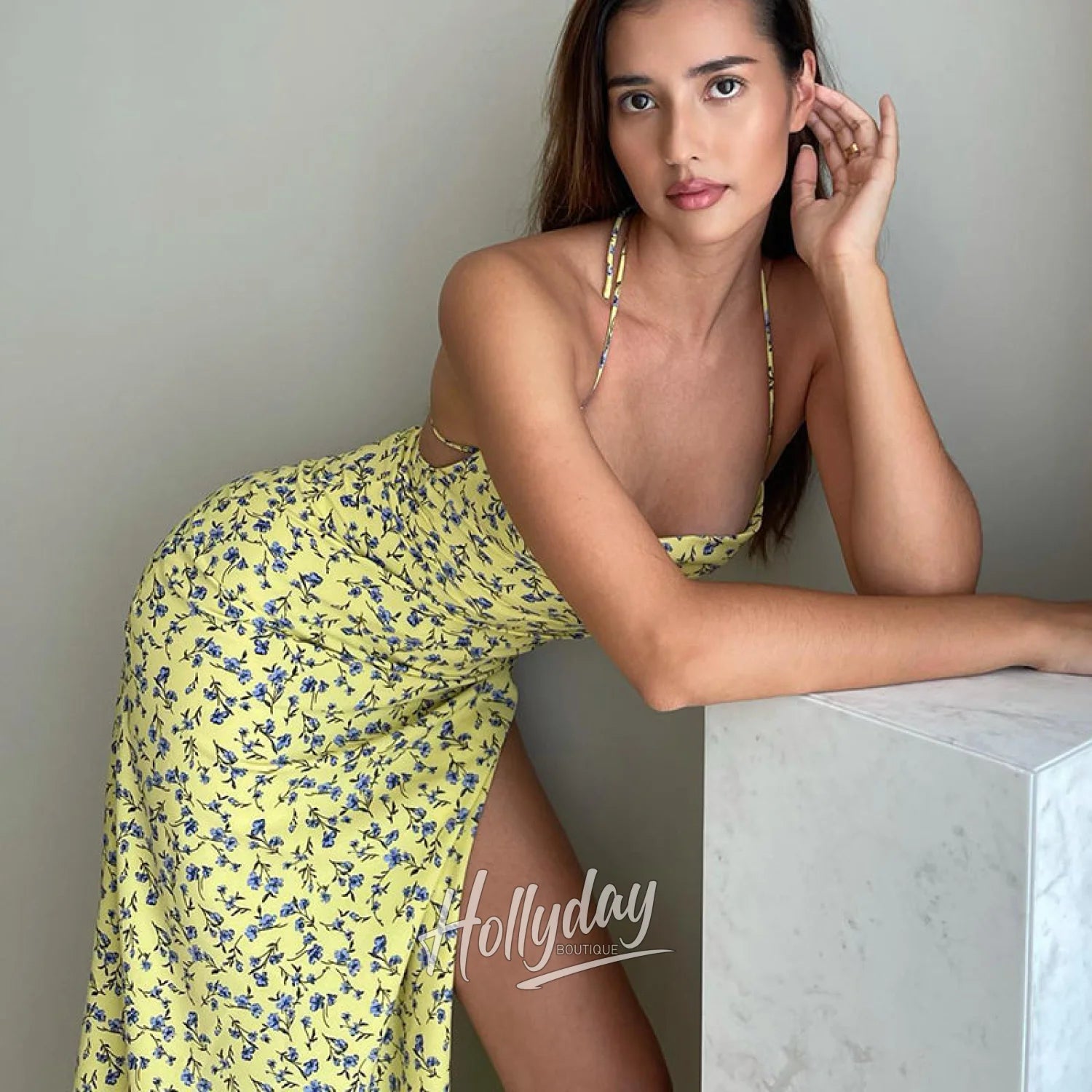 LaPose Fashion - Nidya Floral Backless Midi Dress - ALS, Backless Dresses, Bodycon Dresses, Casual Dresses, Clothing, Daytime Dresses, Dresses, Floral D