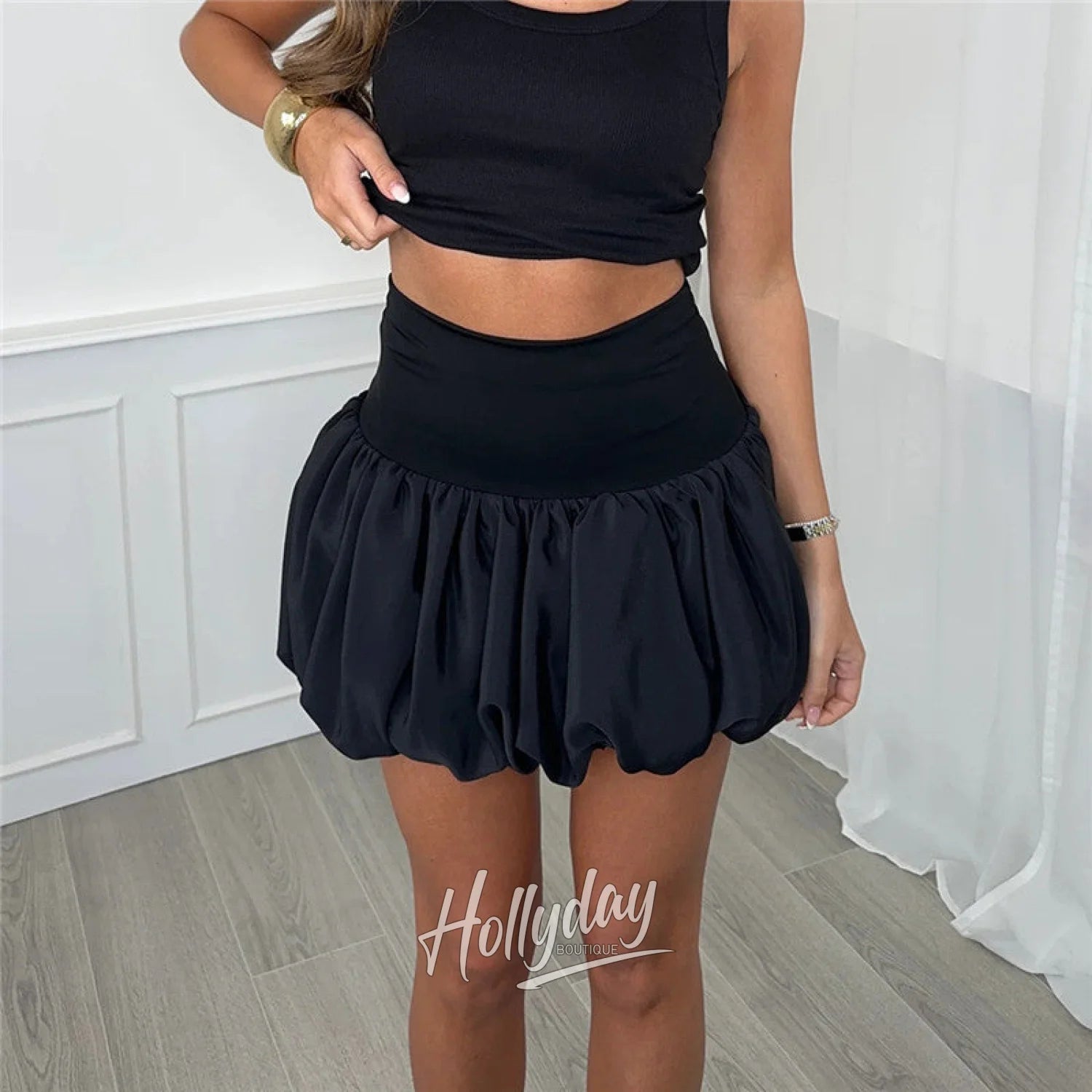 Isabella Balloon Mini Skirt Black / S