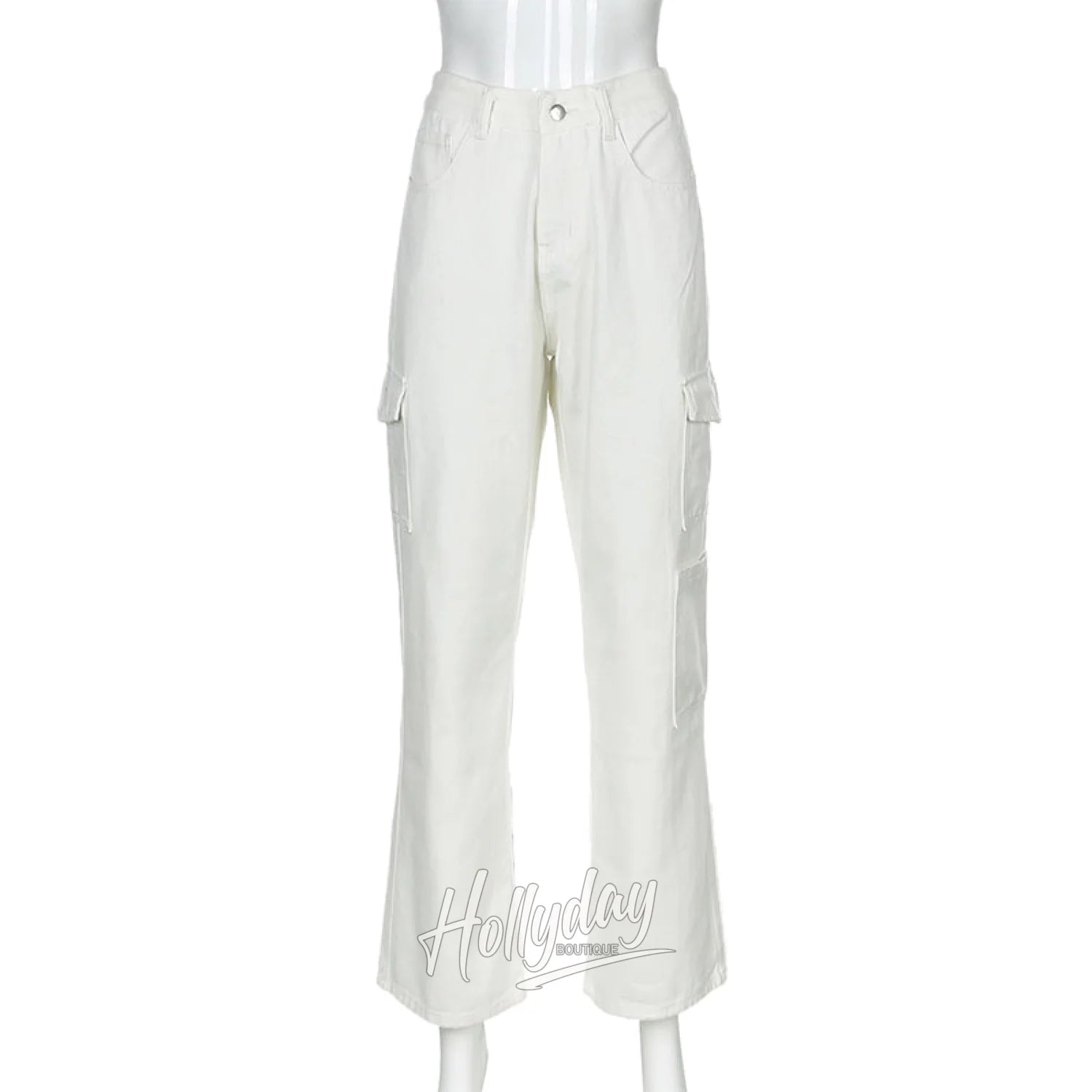 LaPose Fashion - Shanna Jeans in White - Bottoms, Cargo Pants, Clothing, Jeans, Loose Pants, Pants