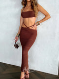 LaPose Fashion - Mysha Knit Skirt Set - Backless Dresses, Beach Clothes, Beach Dresses, Casual Sets, Clothing, Dresses, Knitted Clothes, Kni