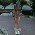 Kaileigh Leopard Mesh Mini Dress Hollyday Boutique