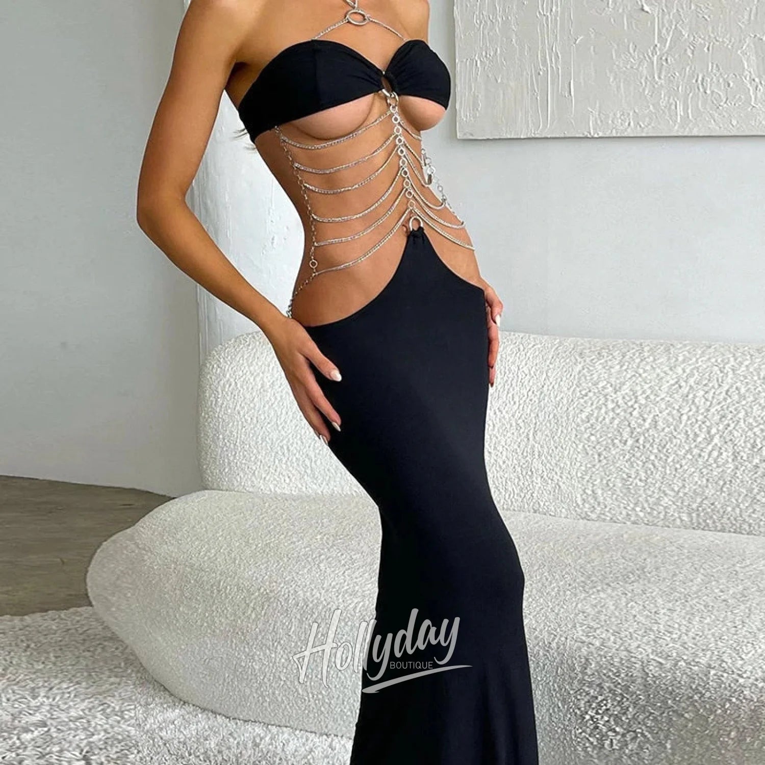 LaPose Fashion - Gianella Sexy Chain Maxi Dress - ALS, Bodycon Dresses, Clothing, Club Dresses, Dresses, Elegant Dresses, Going Out Dresses, Maxi Dres