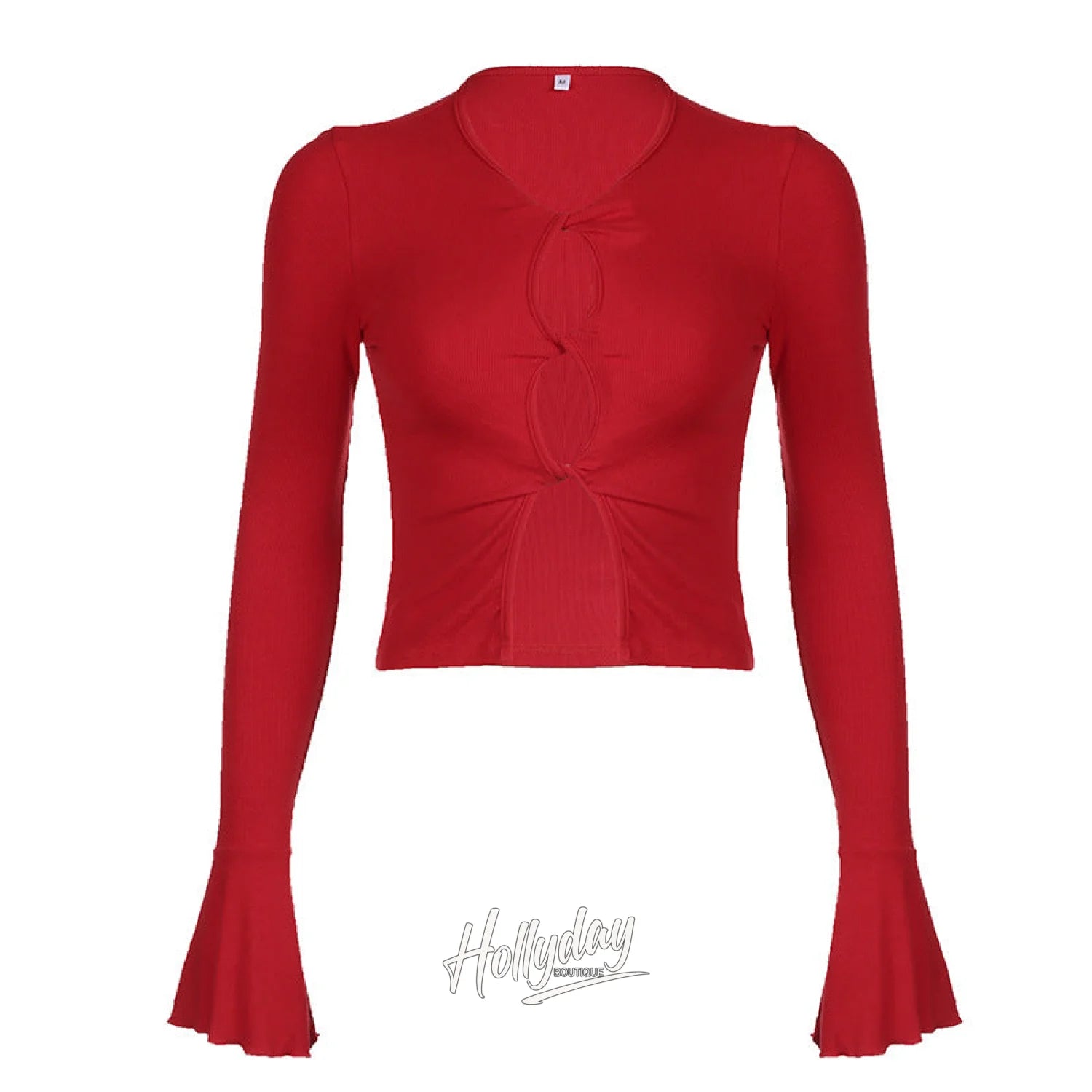 Katherine Reversible Bell Sleeve Top Red / S