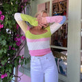 LaPose Fashion - Anisa Knit Top - Clothing, Knitted Tops, Long Sleeve Tops, Striped Tops, Summer Clothes, Tops, Yk2 Clothes