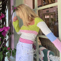 LaPose Fashion - Anisa Knit Top - Clothing, Knitted Tops, Long Sleeve Tops, Striped Tops, Summer Clothes, Tops, Yk2 Clothes