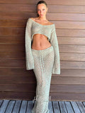 Leila Crochet Two-Piece Maxi Set Beachwear