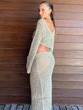 Leila Crochet Two-Piece Maxi Set Beachwear