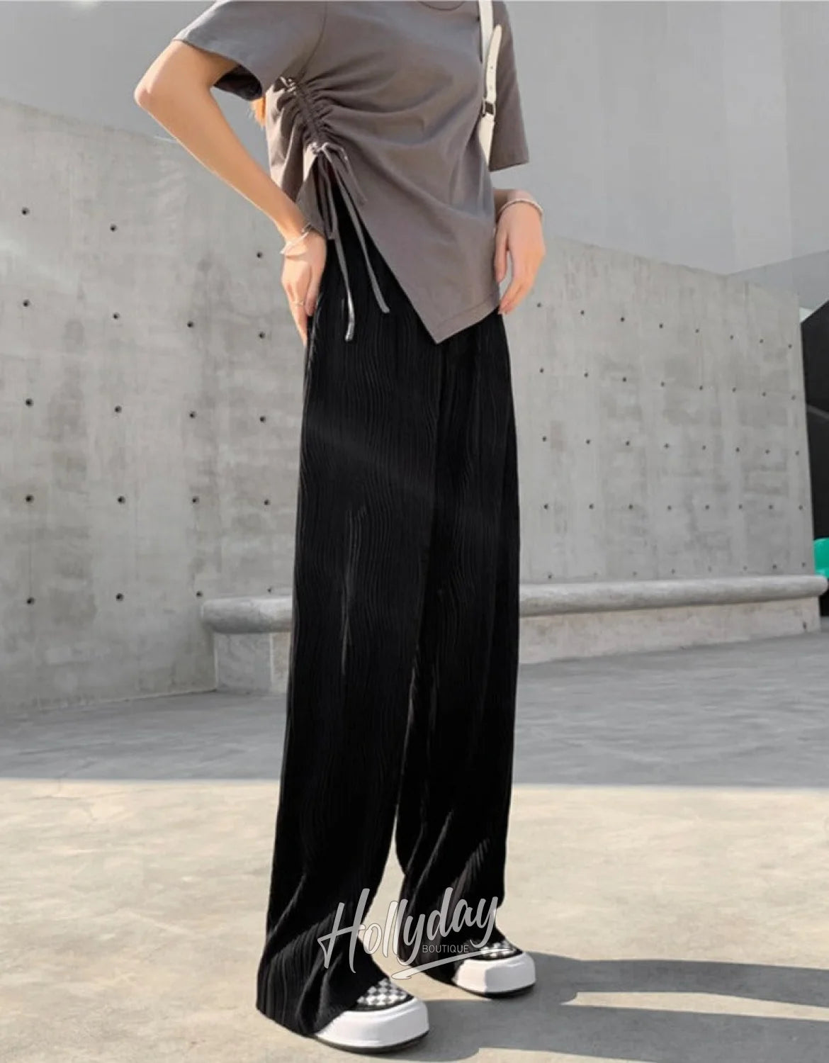 LaPose Fashion - Filomena Ruched Pants - Bottoms, Casual Pants, Clothing, Collab.Jan, Fall22, Home2, Loose Pants, Pants, Straight Pants