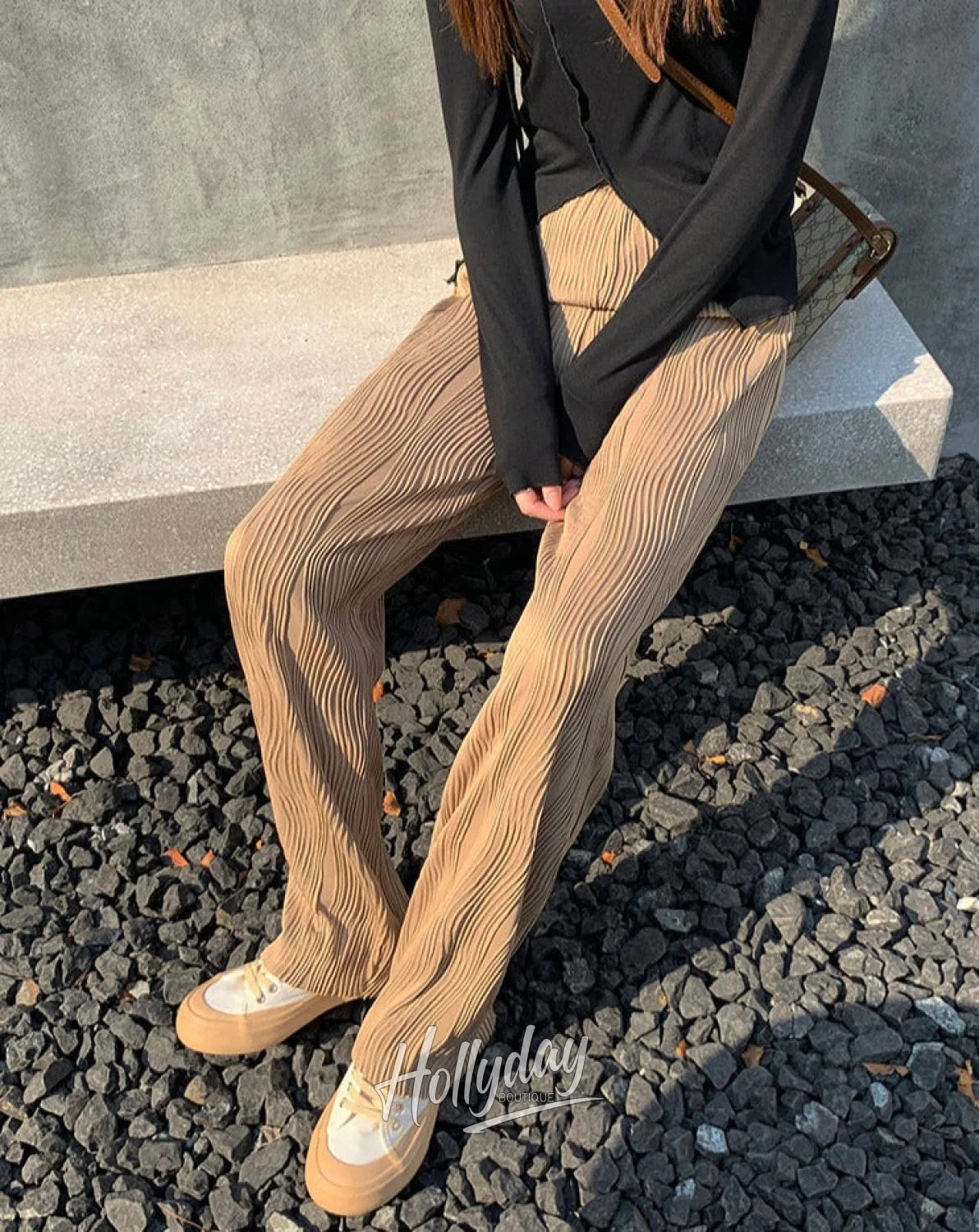 LaPose Fashion - Filomena Ruched Pants - Bottoms, Casual Pants, Clothing, Collab.Jan, Fall22, Home2, Loose Pants, Pants, Straight Pants