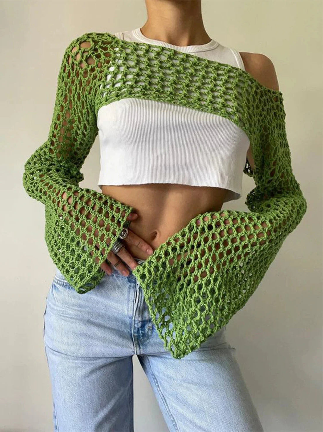 LaPose Fashion - Tiphane Knit Crop Top - Clothing, Crochet Tops, Fall22, Knitted Tops, Long Sleeve Tops, Sweater, Tops