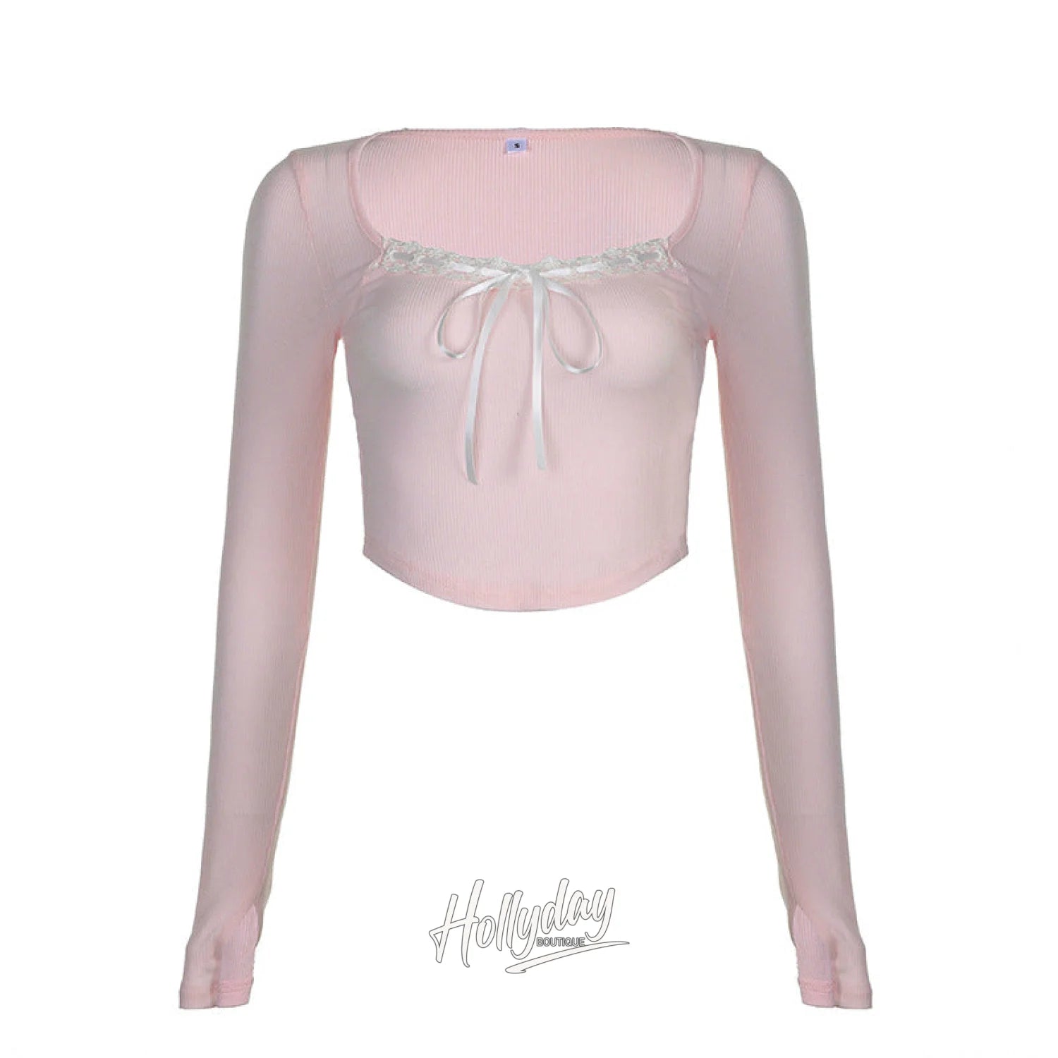 Maizie Lace Bow Tie Top Pink / S