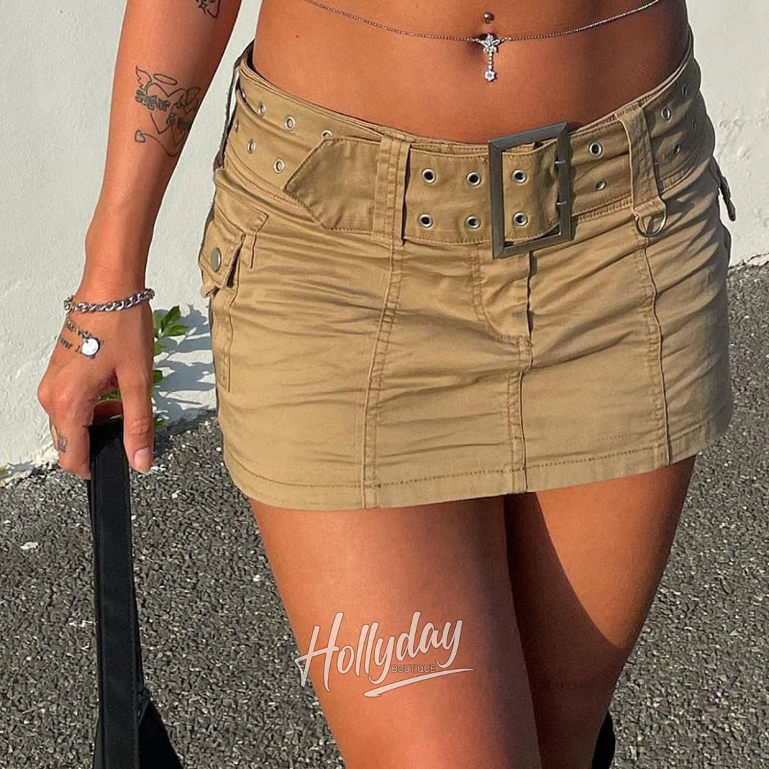 LaPose Fashion - Joelle Short Skirt - Bottoms, Cargo Skirts, Clothing, Mini Skirts, Short Skirts, Skirts