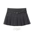 Natalia Belted Pleated Mini Skirt Dark Grey / S