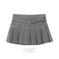 Natalia Belted Pleated Mini Skirt Grey / S