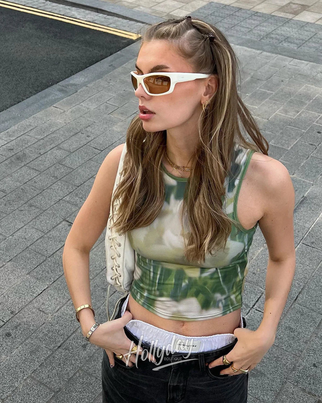 LaPose Fashion - Ophelia Printed Top - Clothing, Crop Tops, June22collab, Sleeveless Tops, Tank Tops, Tops