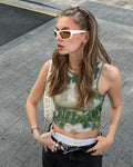 LaPose Fashion - Ophelia Printed Top - Clothing, Crop Tops, June22collab, Sleeveless Tops, Tank Tops, Tops