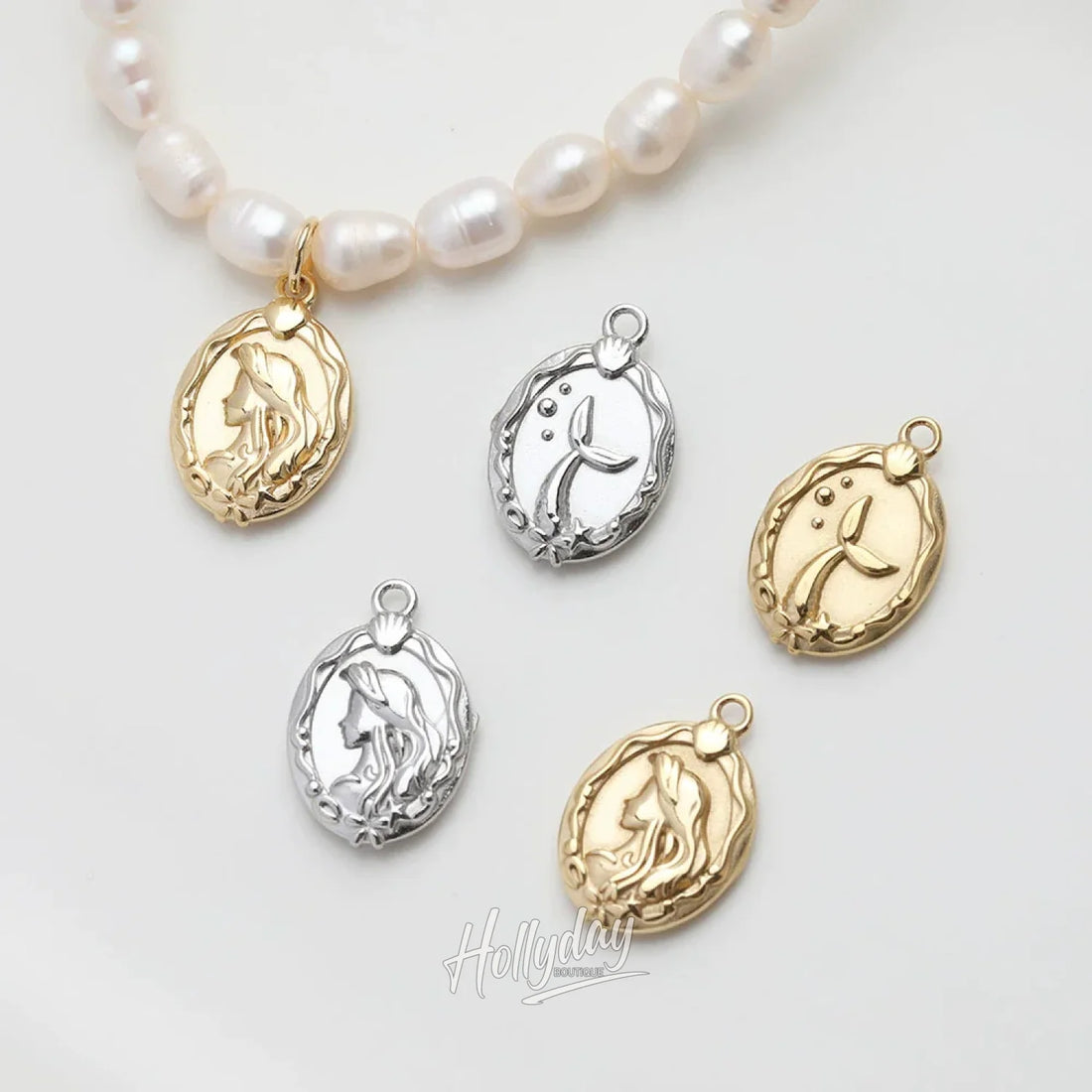 Roberta Stainless Steel Mermaid Pendant Set Gold (5Pcs)