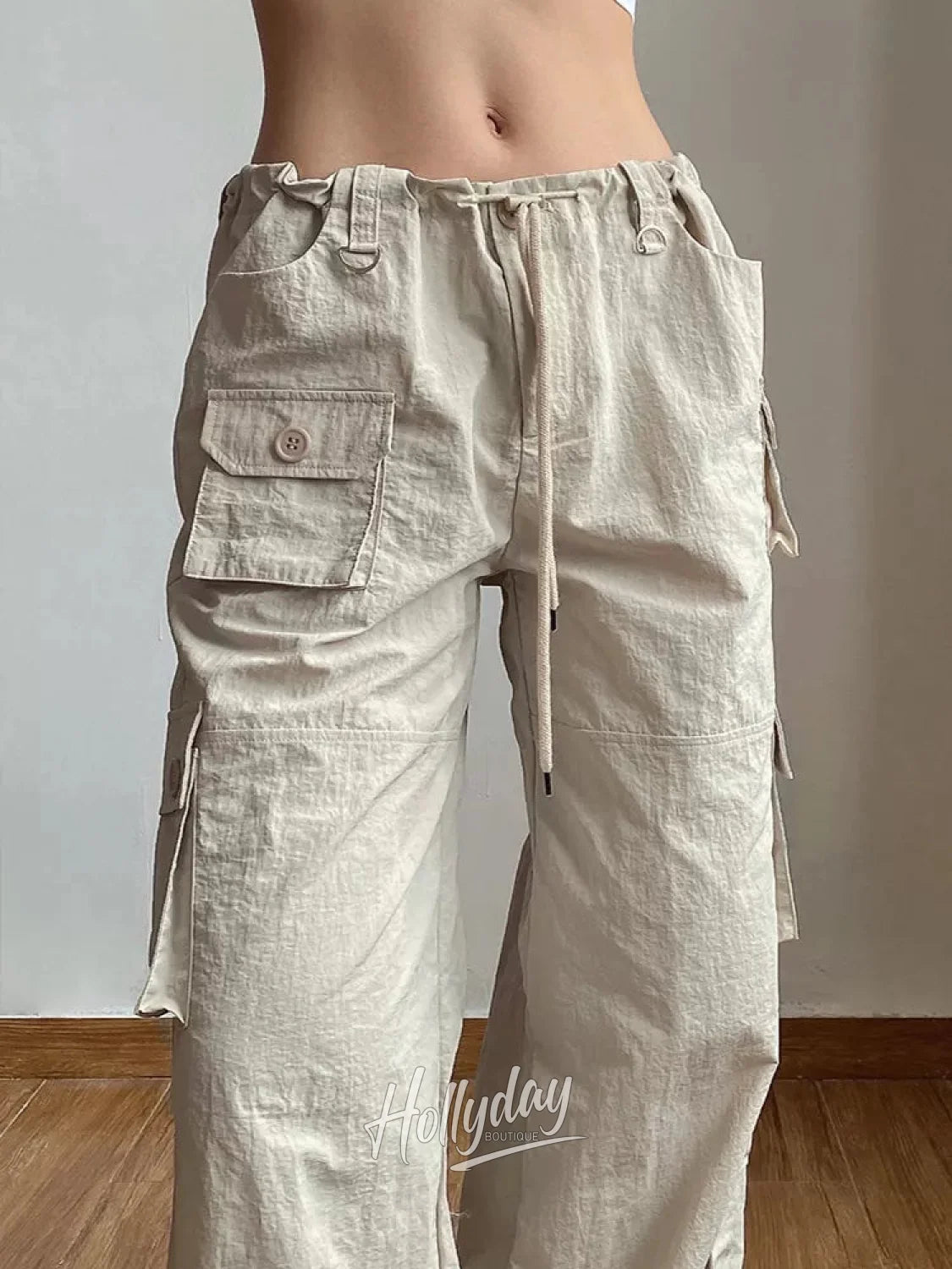 LaPose Fashion - Ilaria Low Waist Cargo Pants - Baggy Pants, Bottoms, Cargo Pants, Casual Pants, Loose Pants, Low Waist Pants, Oversize Pants, Parac