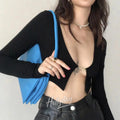 LaPose Fashion - Sonia Letter Clip Top - Clothing, Crop Tops, Influence, June22collab, Long Sleeve Tops, Tops