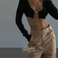 LaPose Fashion - Sonia Letter Clip Top - Clothing, Crop Tops, Influence, June22collab, Long Sleeve Tops, Tops