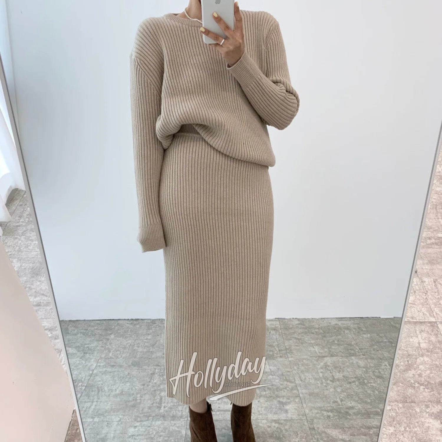 LaPose Fashion - Stansie Knit Skirt Set - Autumn Clothes, Casual Sets, Clothing, Fall Clothes, Knitted Dresses, Knitted Sets, Knitted Skirts, 