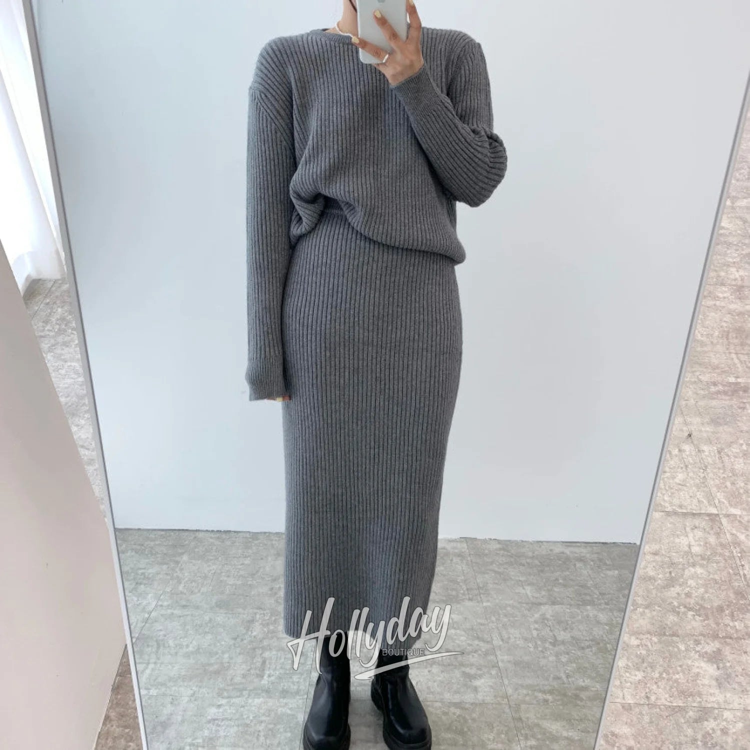 LaPose Fashion - Stansie Knit Skirt Set - Autumn Clothes, Casual Sets, Clothing, Fall Clothes, Knitted Dresses, Knitted Sets, Knitted Skirts, 