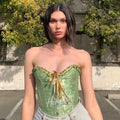 LaPose Fashion - Flora Vintage Lace Up Bustier - Bustiers, Clothing, Corset Tops, Crop Tops, Mikayla, New Arrival, Tops