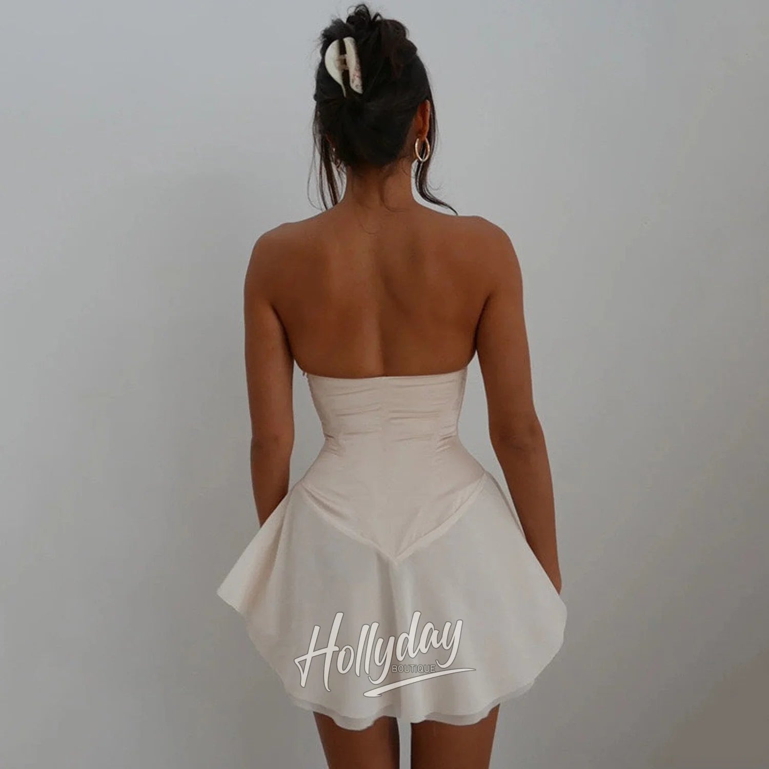 LaPose Fashion - Adelia Corset Mini Dress - A-Line Dresses, ALS, Clothing, Corset Dresses, Dresses, Elegant Dresses, Little White Dresses, Mini 