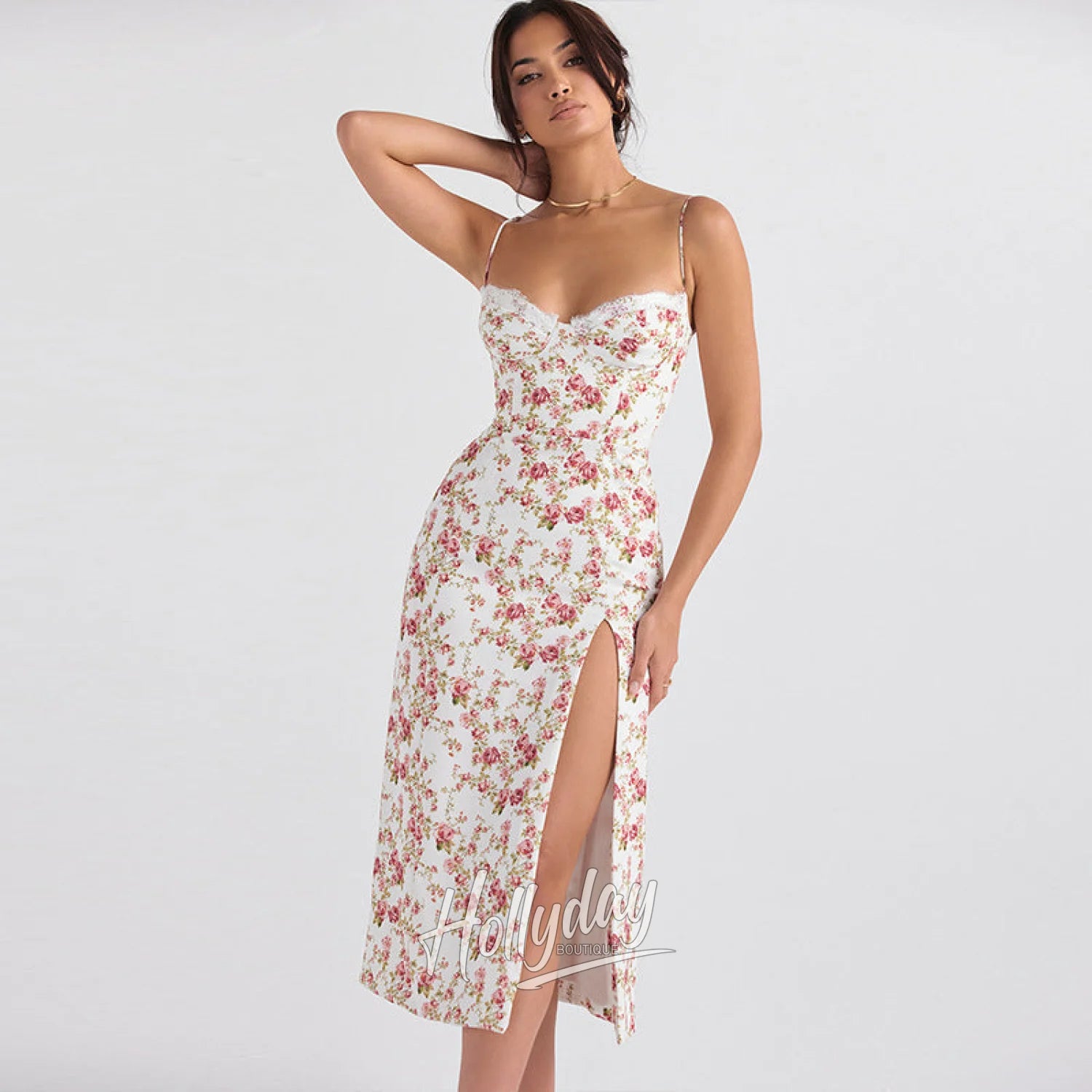 Elanor Floral Midi Dress Alees Fashion aleesfashion.com