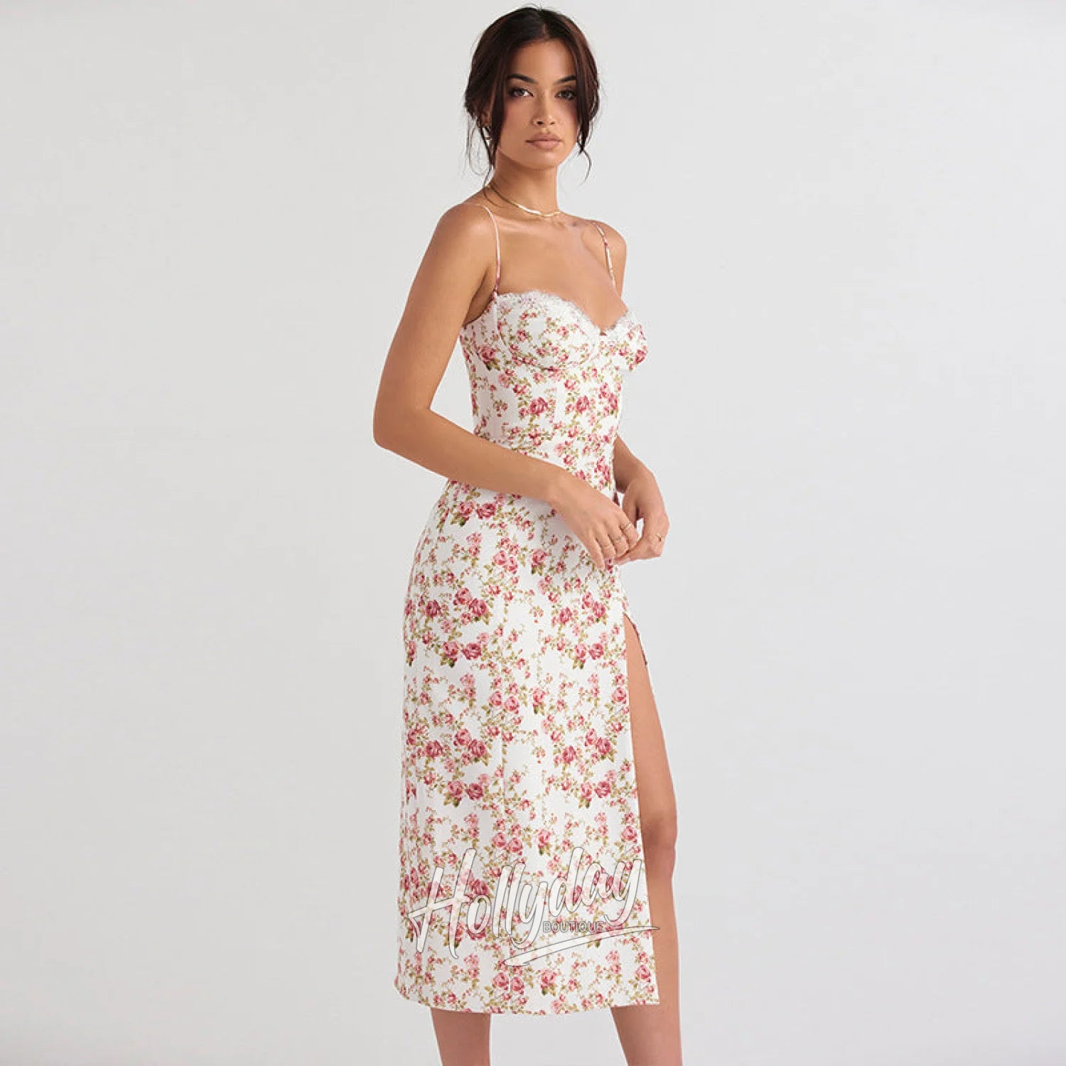 Elanor Floral Midi Dress Alees Fashion aleesfashion.com