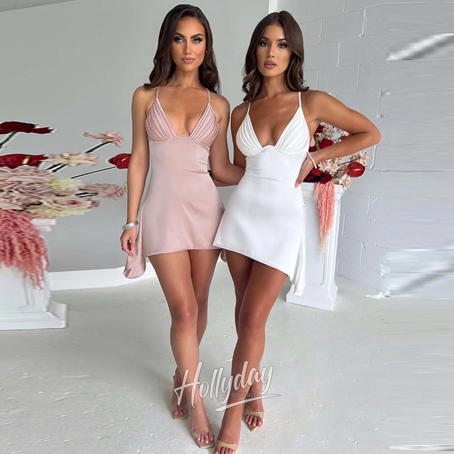 LaPose Fashion - Jenica Satin Mini Dress - A-Line Dresses, Birthday Dresses, Clothing, Club Dresses, Dresses, Elegant Clothes, Mini Dresses, Pa